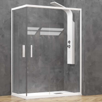 Врата и стационарно стъкло за душ кабина "EFE 100 Bianco", прозрачно стъкло, 80-140х190 см., бял мат